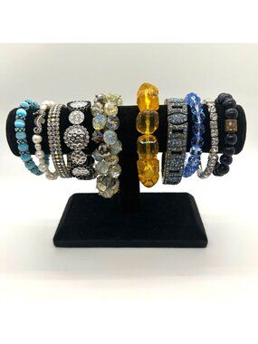 Beaded Stretch Bracelets Lot 10 Rhinestone Boho Stackable Fashion Jewelry